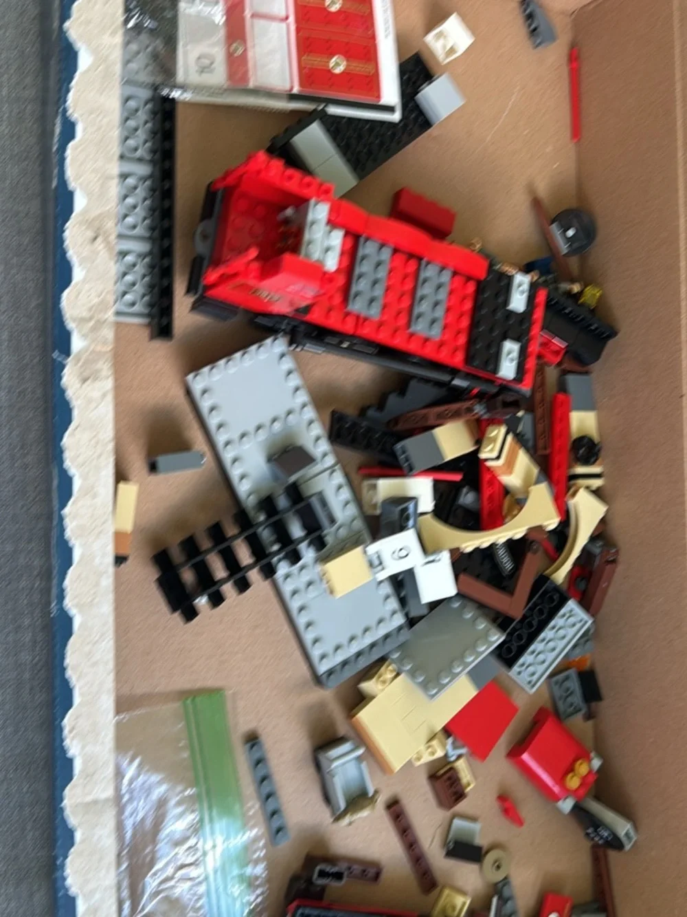 Red Kids Train Building Set - Hogwarts Style Locomotive